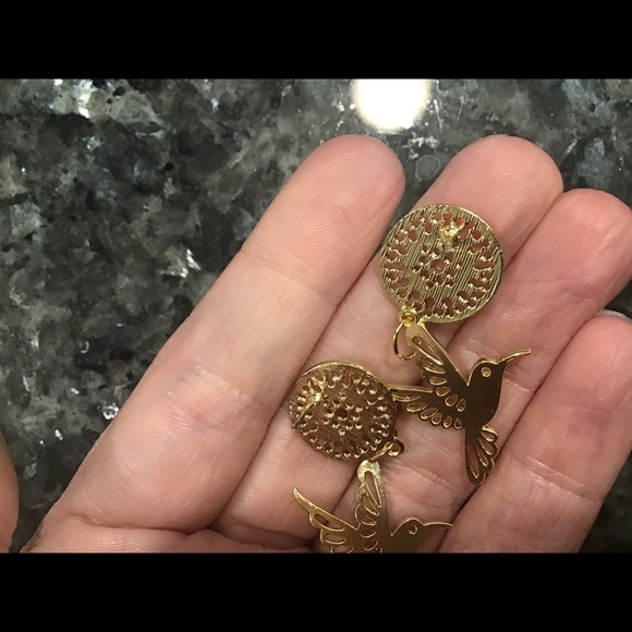 Hummingbird gold earrings handmade BEAUTIFUL new - Picture 3 of 12